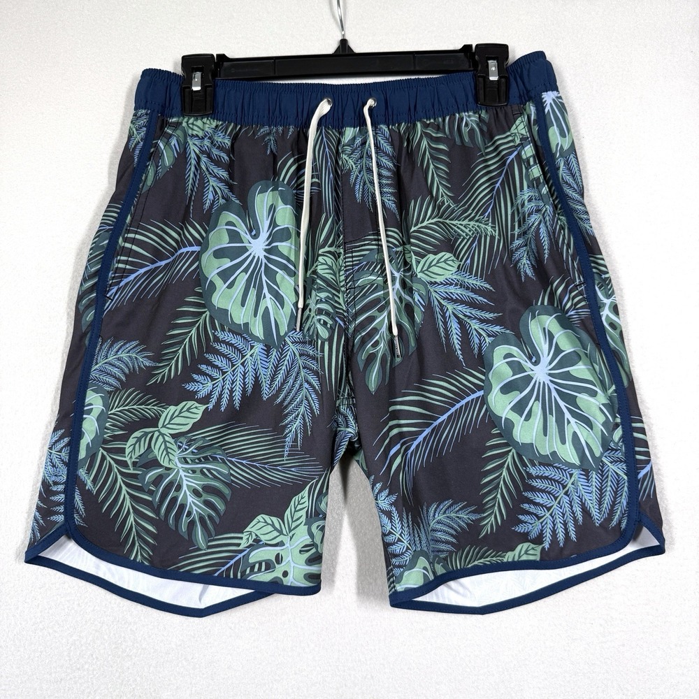 Fair Harbor Swim Trunks Men Medium Anchor Lined Board Shorts Palm Tropical Plant